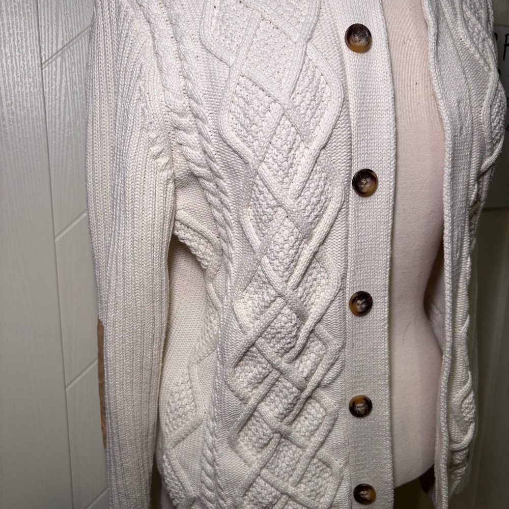 Swedish Cotton Cable‎ Knit Cardigan | heritage alpine sweater-Medium/ grandpa - Picture 7 of 16